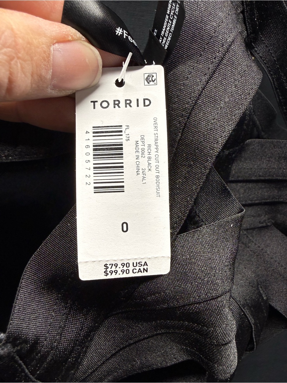 Torrid Black Satin Strappy Cutout Bodysuit with Ribbon Details Sz O (8ai) - Picture 2 of 8